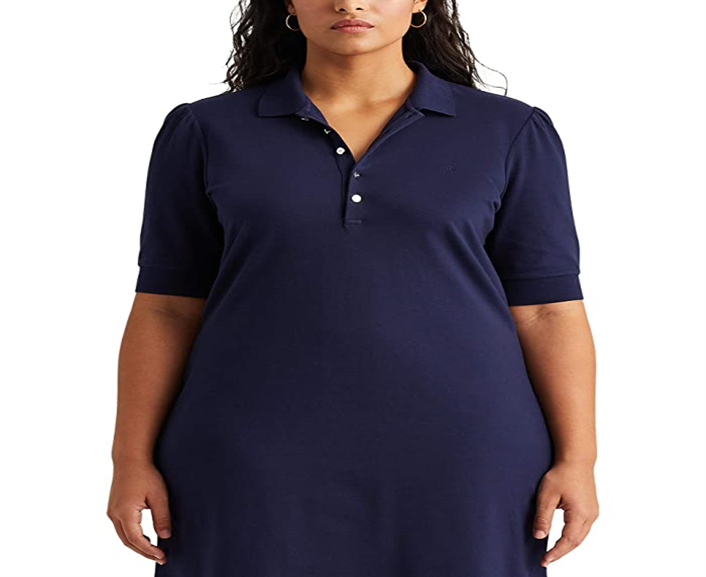 Vestido Ralph Lauren Feminino Azul com Gola e Manga Curta Tamanho 1X