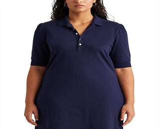 Vestido Ralph Lauren Feminino Azul com Gola e Manga Curta Tamanho 1X