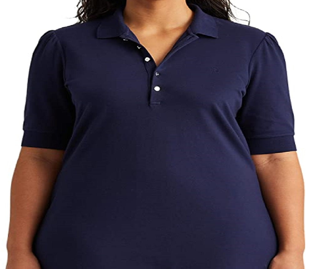 Vestido Ralph Lauren Feminino Azul com Gola e Manga Curta Tamanho 1X