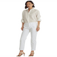 Calça chino elástica slim fit feminina Ralph Lauren, branca, tamanho 2