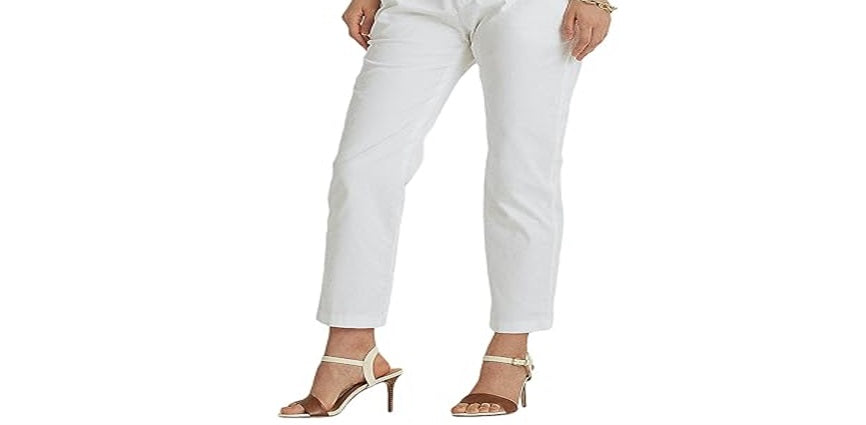 Calça chino elástica slim fit feminina Ralph Lauren, branca, tamanho 2