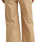 Calça feminina Ralph Lauren de sarja de algodão, perna larga, marrom, tamanho 8