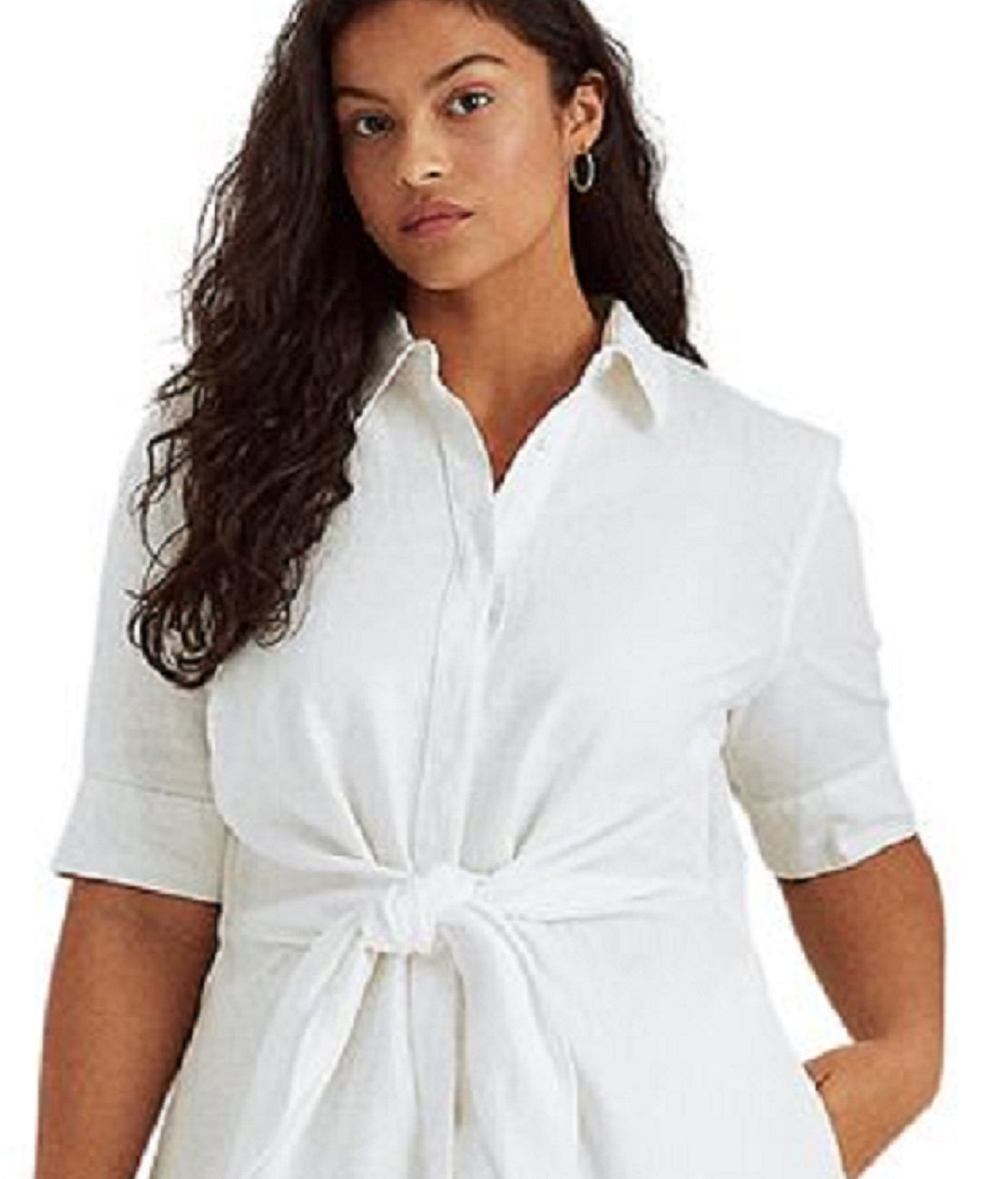 Camisa Ralph Lauren Feminina de Linho Branca Tamanho 8