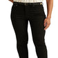 Calça jeans skinny Ralph Lauren feminina de cintura alta, preta, tamanho 8