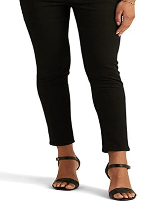 Calça jeans skinny Ralph Lauren feminina de cintura alta, preta, tamanho 8