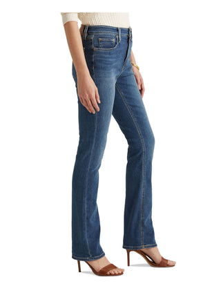 Calça jeans feminina Ralph Lauren Stretch com zíper e bolsos, cintura alta, azul, tamanho 6 Petite
