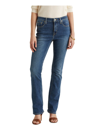 Calça jeans feminina Ralph Lauren Stretch com zíper e bolsos, cintura alta, azul, tamanho 6 Petite