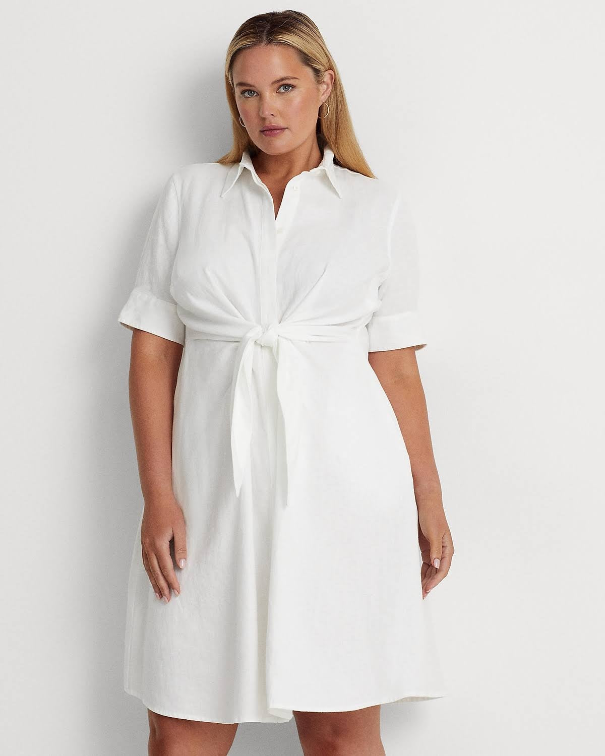 Camisa Ralph Lauren Feminina de Linho Branca Tamanho 22W