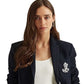 Ralph Lauren Blazer Feminino com Patch Jacquard Azul Tamanho Grande