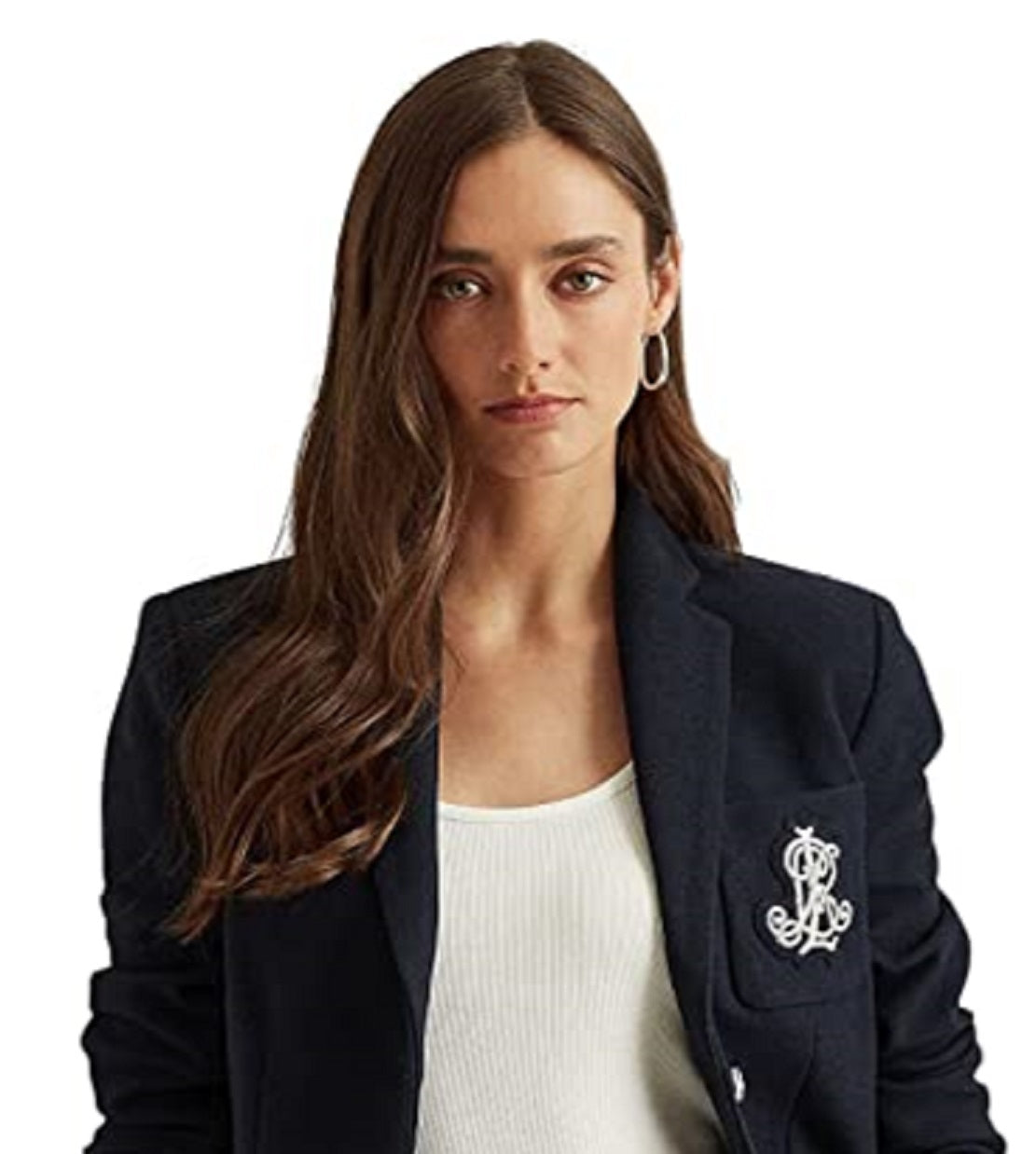 Ralph Lauren Blazer Feminino com Patch Jacquard Azul Tamanho Grande