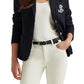 Ralph Lauren Blazer Feminino com Patch Jacquard Azul Tamanho Médio