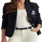 Ralph Lauren Blazer Feminino com Patch Jacquard Azul Tamanho X-G
