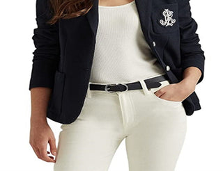 Ralph Lauren Blazer Feminino com Patch Jacquard Azul Tamanho X-G