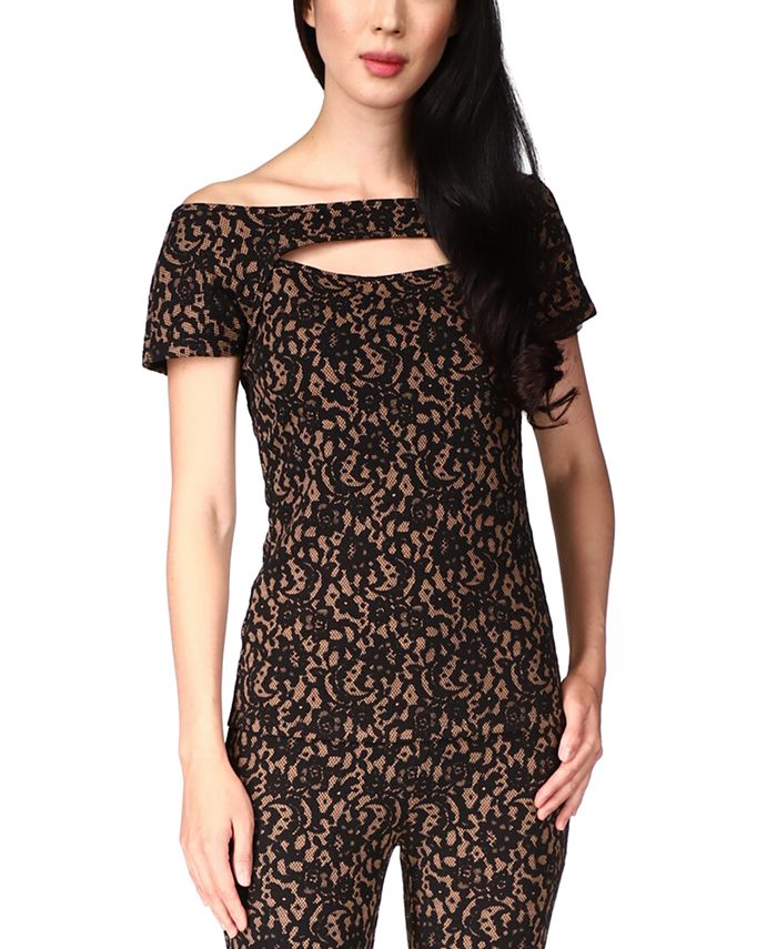 Blusa de renda tomara que caia Michael Kors feminina marrom tamanho pequeno grande