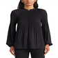 Blusa plissada feminina Ralph Lauren Georgette preta tamanho X-G