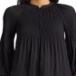 Blusa plissada feminina Ralph Lauren Georgette preta tamanho X-G