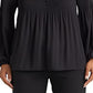 Blusa plissada feminina Ralph Lauren Georgette preta tamanho X-G