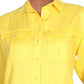 Camisa de linho feminina Ralph Lauren, amarela, tamanho médio