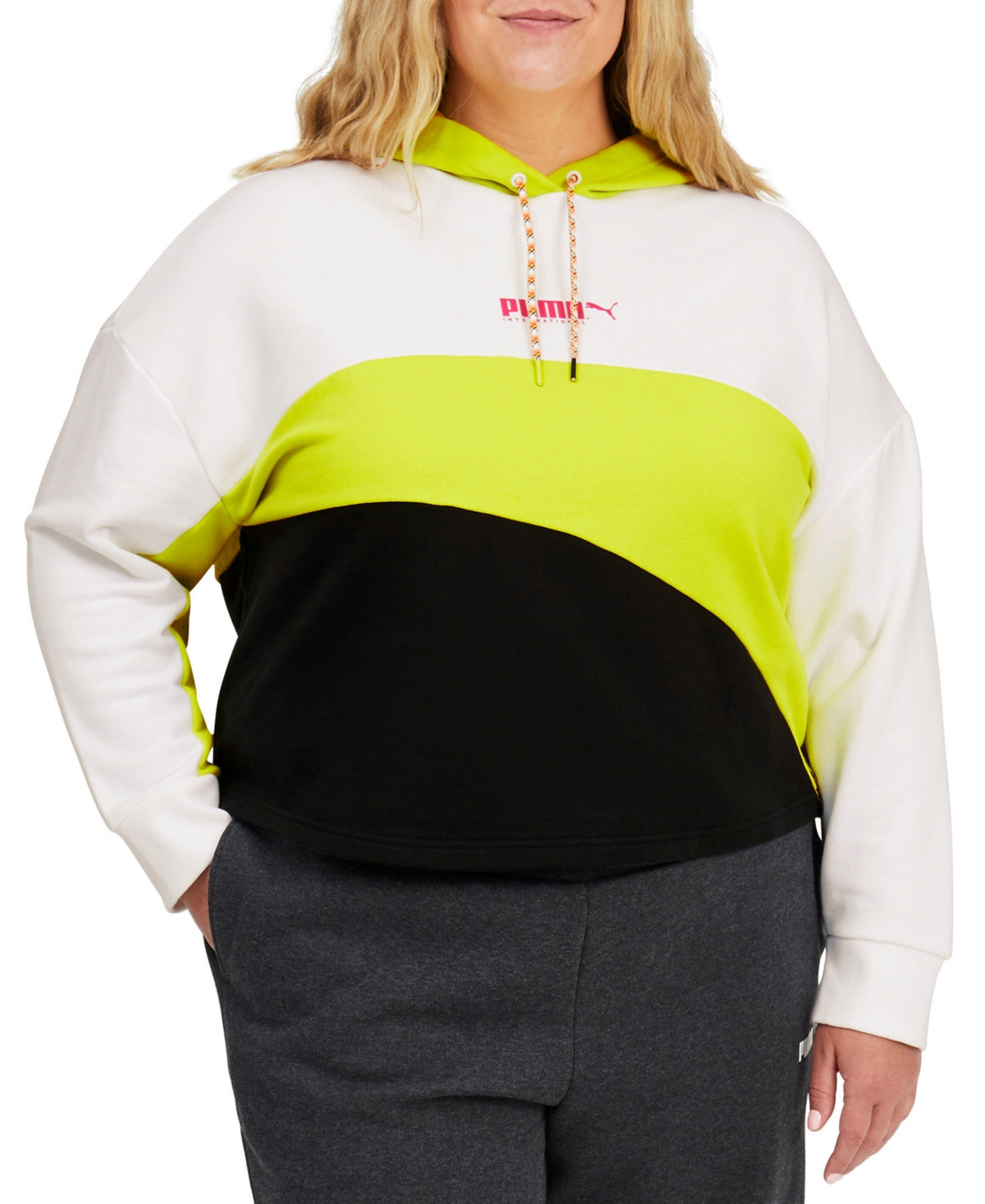 Moletom com capuz Puma City Light Cotton Track Feminino Branco Tamanho 3X