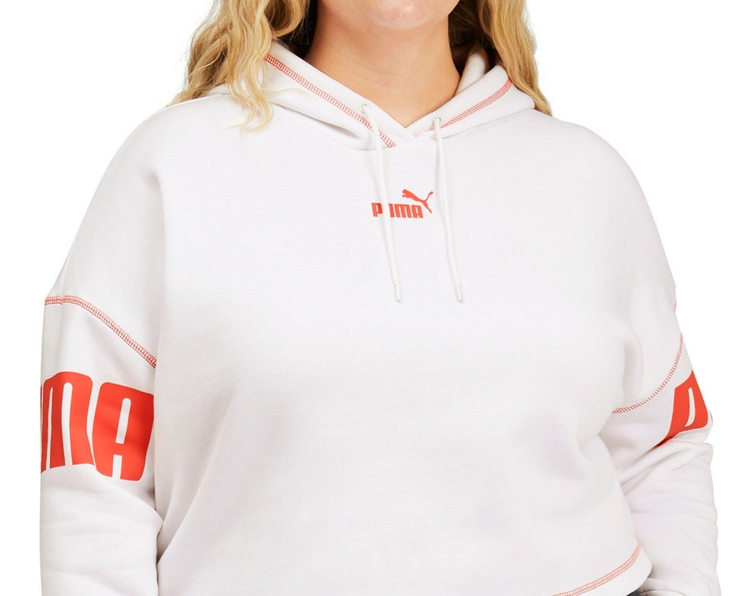 Moletom com capuz feminino Puma Logo, branco, tamanho 2X