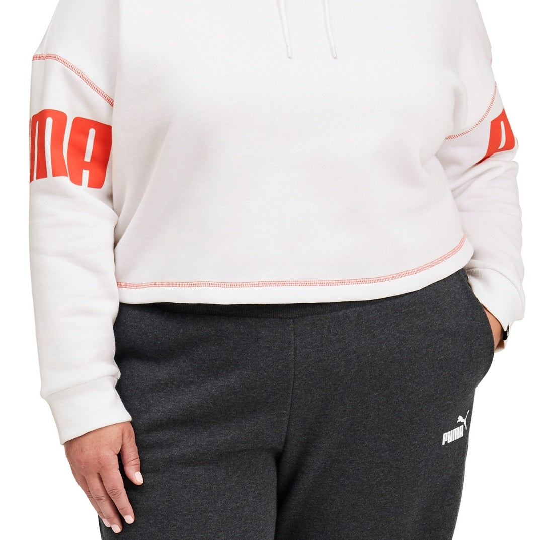 Moletom com capuz feminino Puma Logo, branco, tamanho 2X