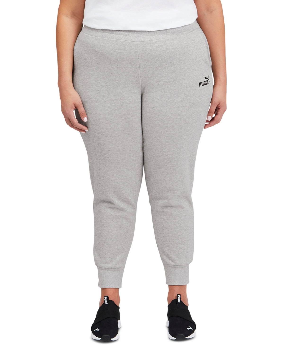 Calça jogger feminina Puma Fleece cinza tamanho 1X