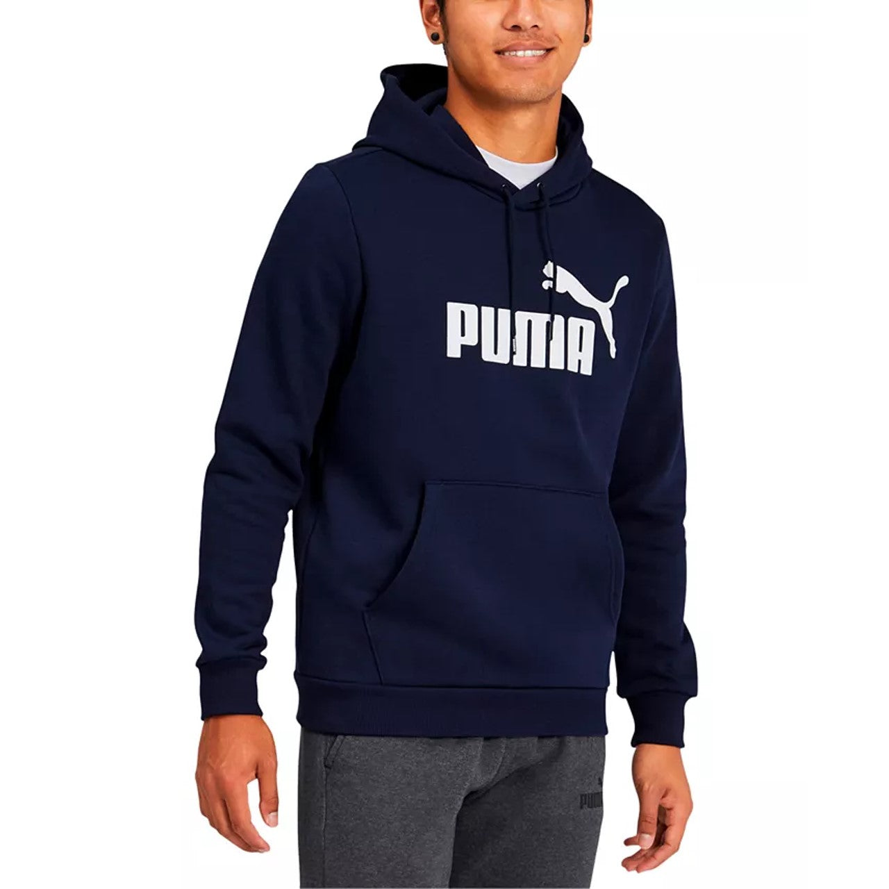 Puma Fleece Logo Hoodie Masculino Azul Tamanho P