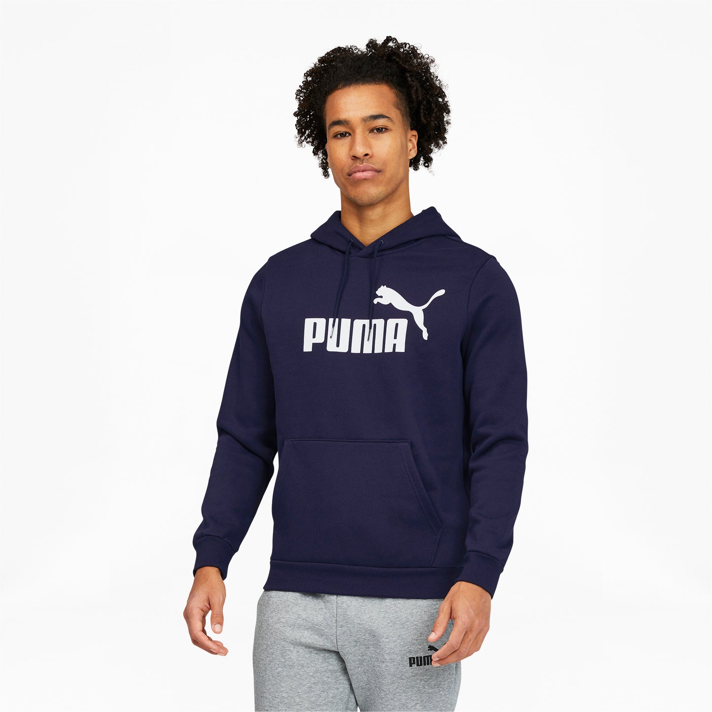 Puma Fleece Logo Hoodie Masculino Azul Tamanho Médio