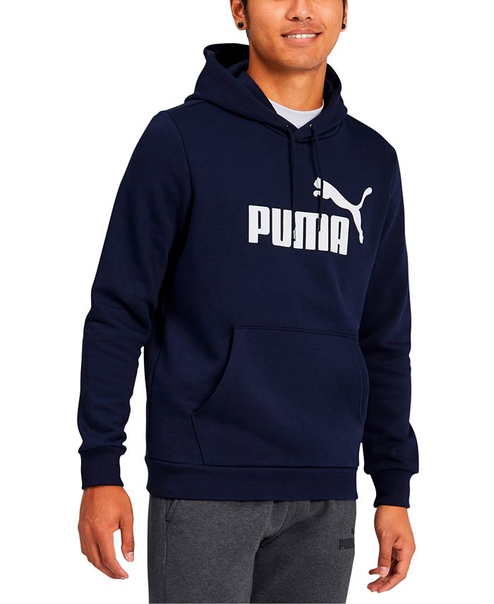 Puma Fleece Logo Hoodie Masculino Azul Tamanho Grande