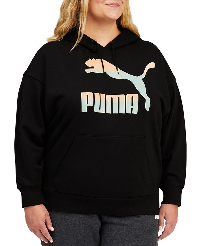 Moletom com capuz feminino Puma Logo, preto, tamanho 1X