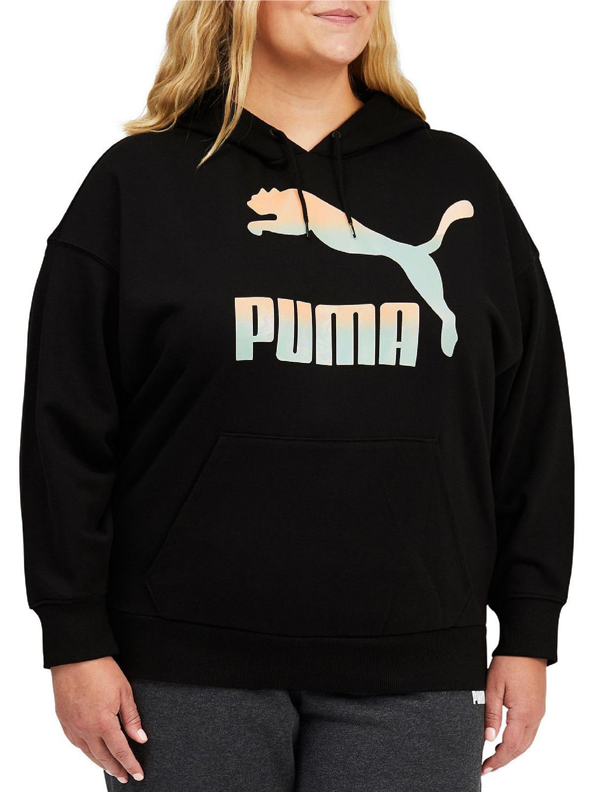 Moletom com capuz feminino Puma Logo, preto, tamanho 2X