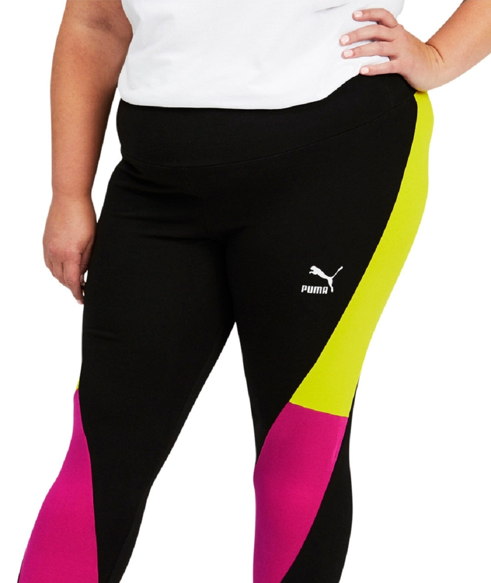 Leggings Puma Feminina Colorblock Cintura Alta Preta Tamanho 2X