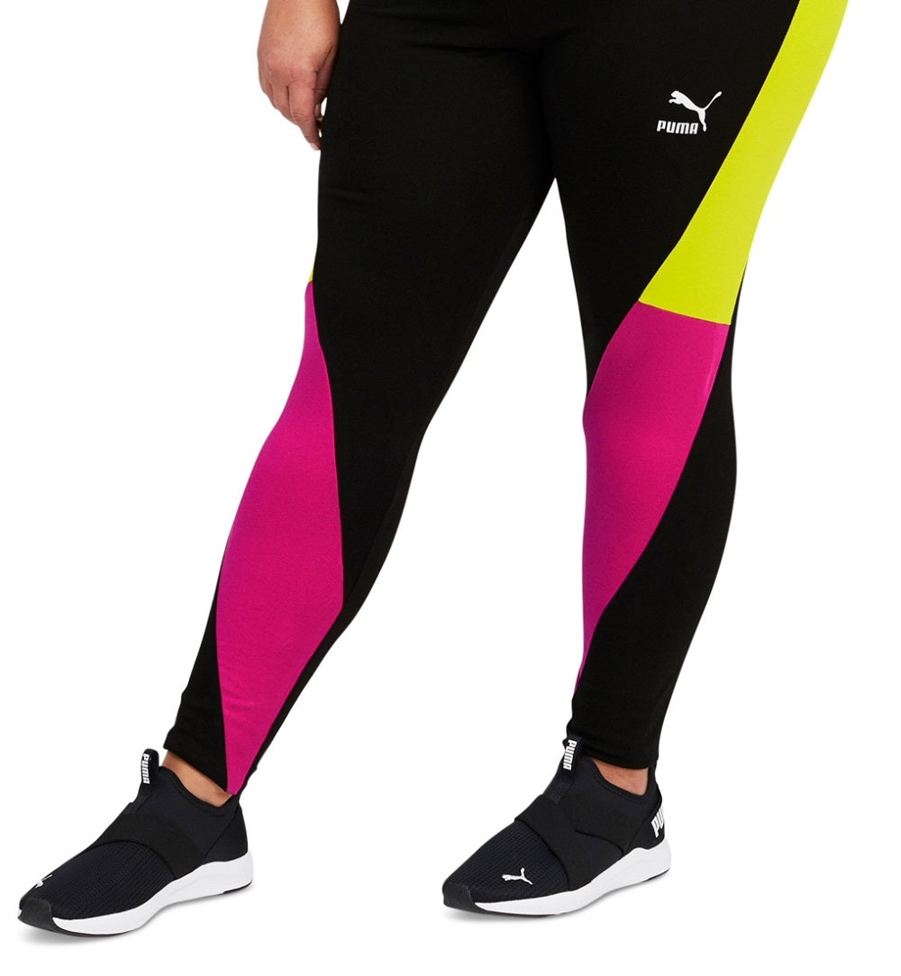 Leggings Puma Feminina Colorblock Cintura Alta Preta Tamanho 2X