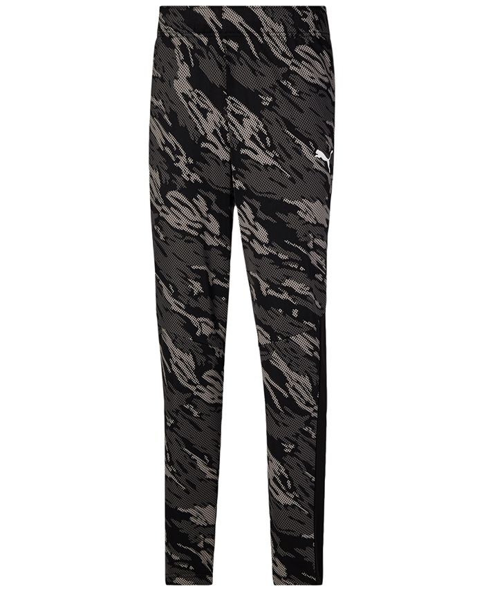 Calça de malha camuflada masculina Puma, preta, tamanho pequeno