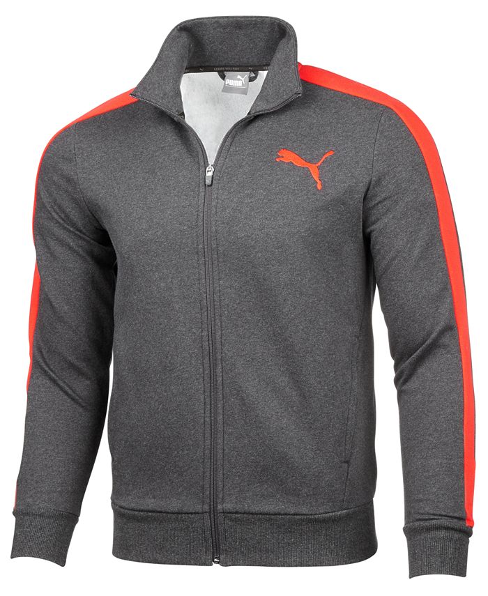 Jaqueta Puma Fleece Zip Front Track Masculina Cinza Tamanho Médio