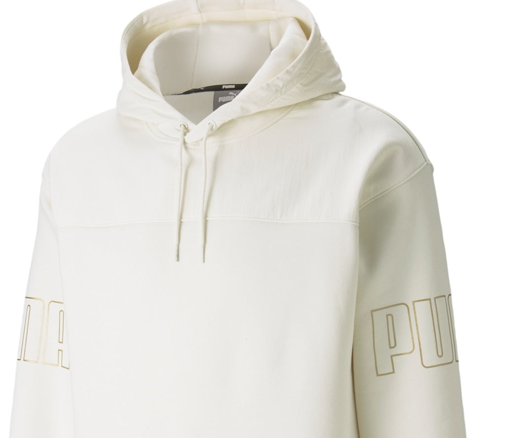 Moletom com capuz Puma Hybrid Gold Logo Masculino, branco, tamanho médio