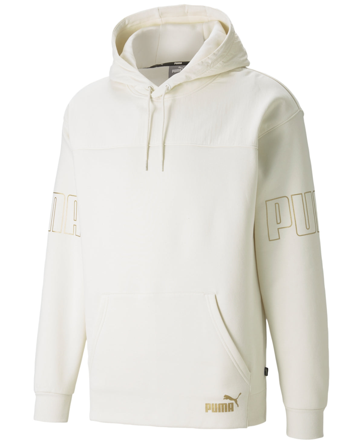 Moletom com capuz Puma Hybrid Gold Logo Masculino, branco, tamanho médio