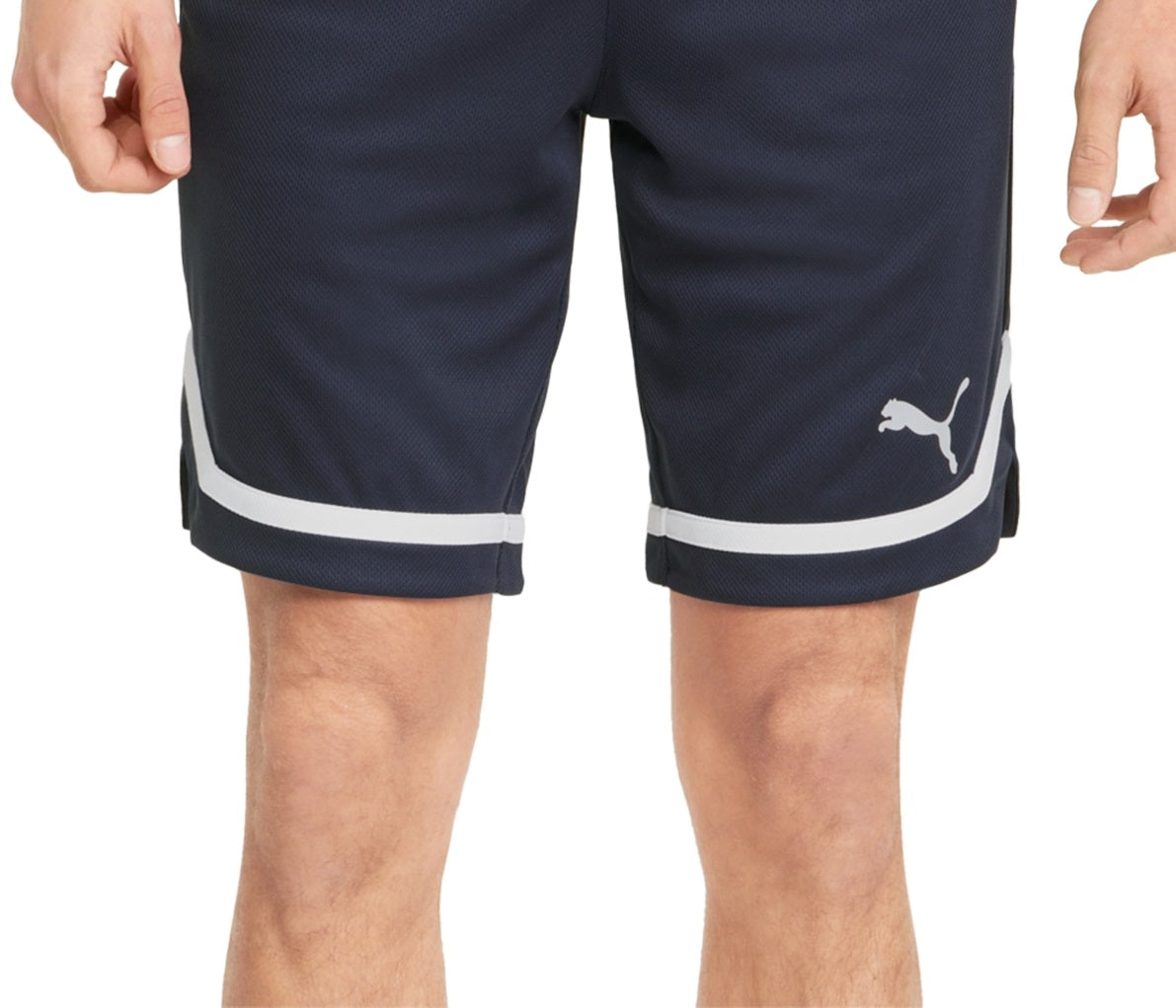 Shorts de basquete Puma Regular Fit Moisture Wicking Mesh 10 masculino, azul, tamanho grande