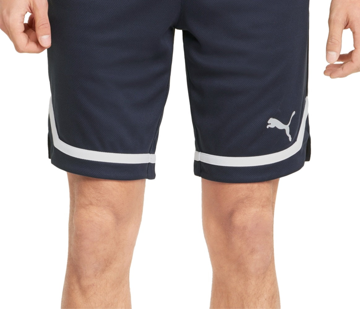 Shorts de basquete Puma Regular Fit Moisture Wicking Mesh 10 masculino, azul, tamanho GG
