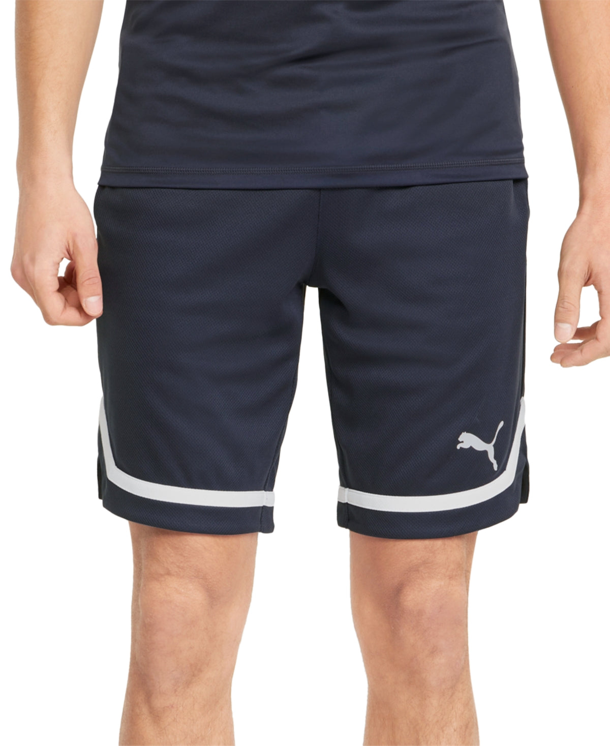 Shorts de basquete Puma Regular Fit Moisture Wicking Mesh 10 masculino, azul, tamanho GG