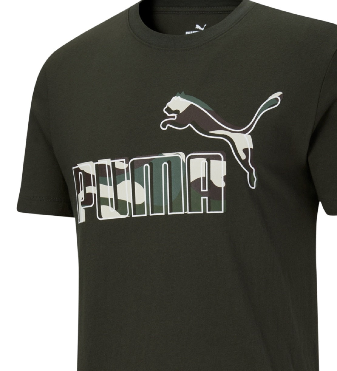 Camiseta Puma Masculina Estampada com Logotipo Verde Tamanho P