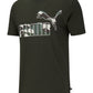 Camiseta Puma Masculina Estampada com Logotipo Verde Tamanho P