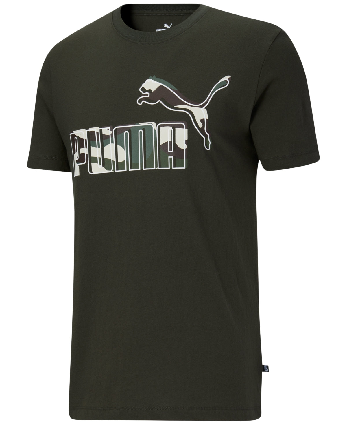 Camiseta Puma Masculina Estampada com Logotipo Verde Tamanho P