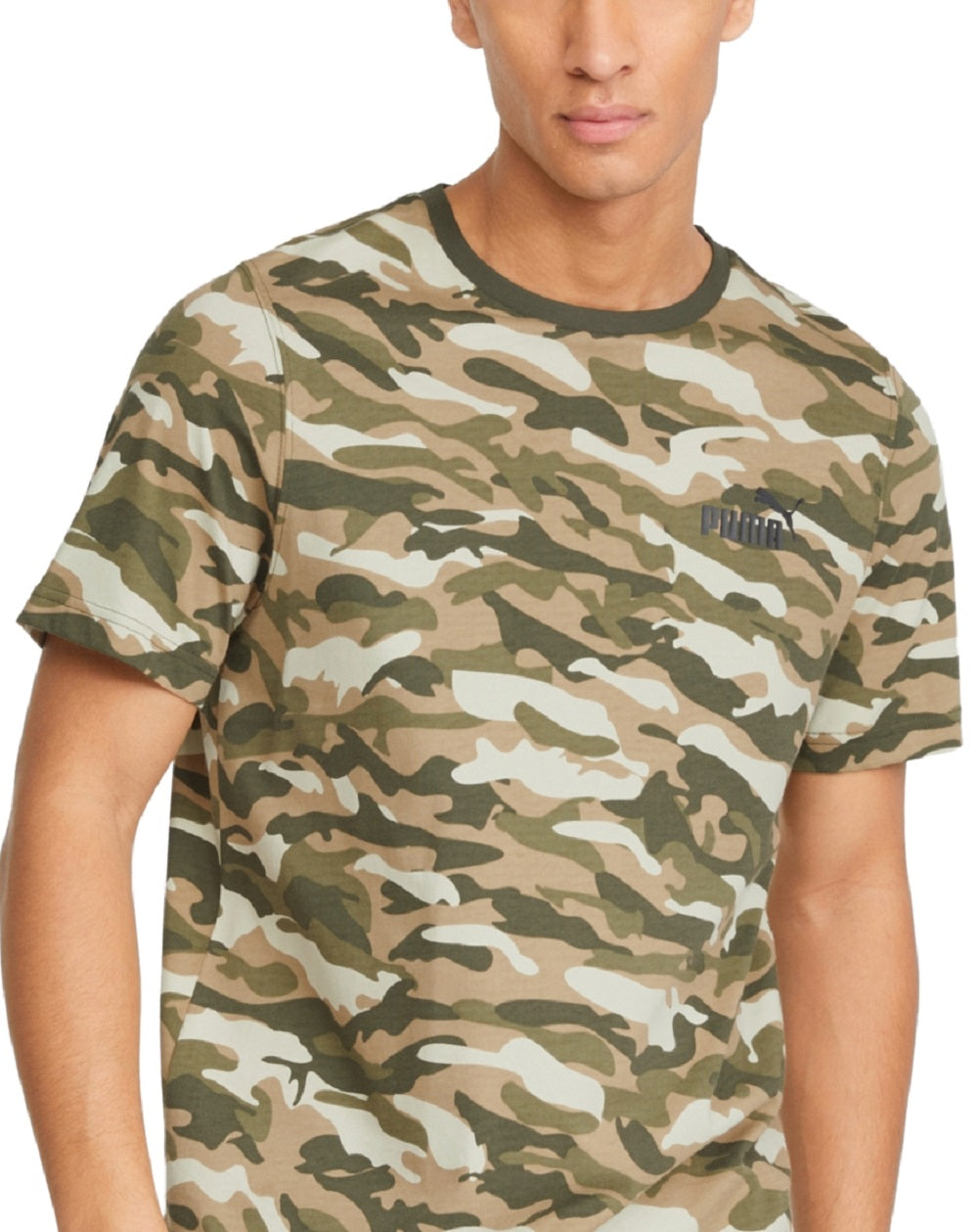 Camiseta Puma Camuflada Masculina Verde Tamanho Grande