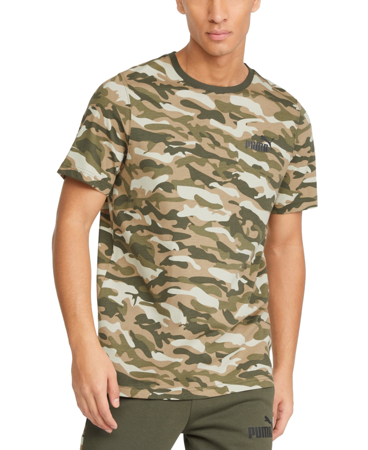 Camiseta Puma Camuflada Masculina Verde Tamanho Grande
