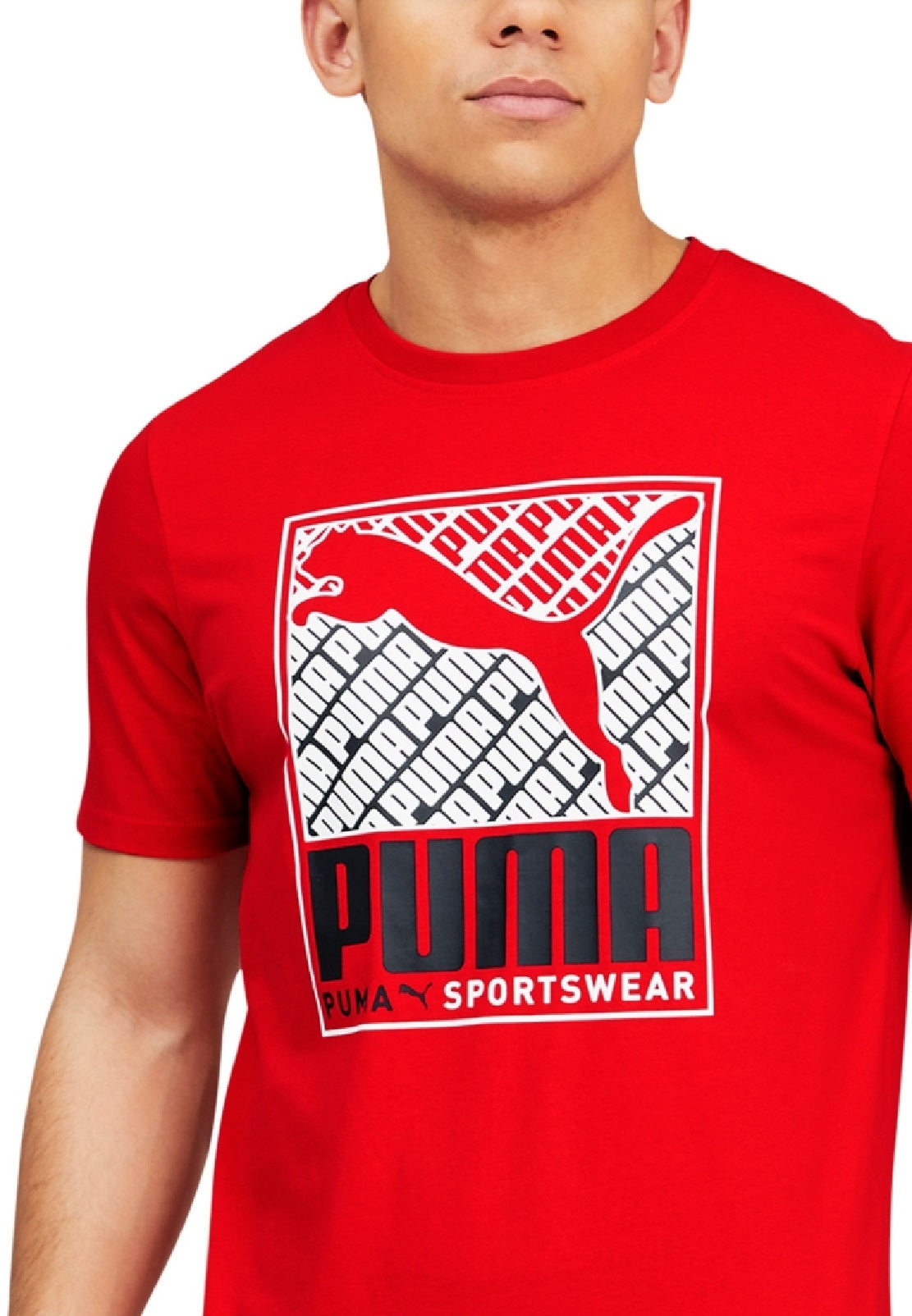Camiseta Puma Crosswise Box Logo Masculina Vermelha Tamanho P