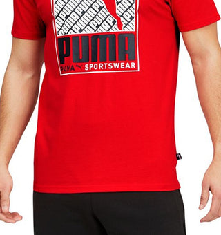 Camiseta Puma Crosswise Box Logo Masculina Vermelha Tamanho Médio