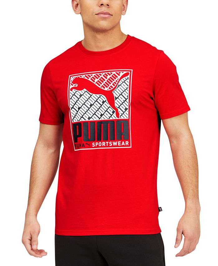 Camiseta Puma Crosswise Box Logo Masculina Vermelha Tamanho Grande