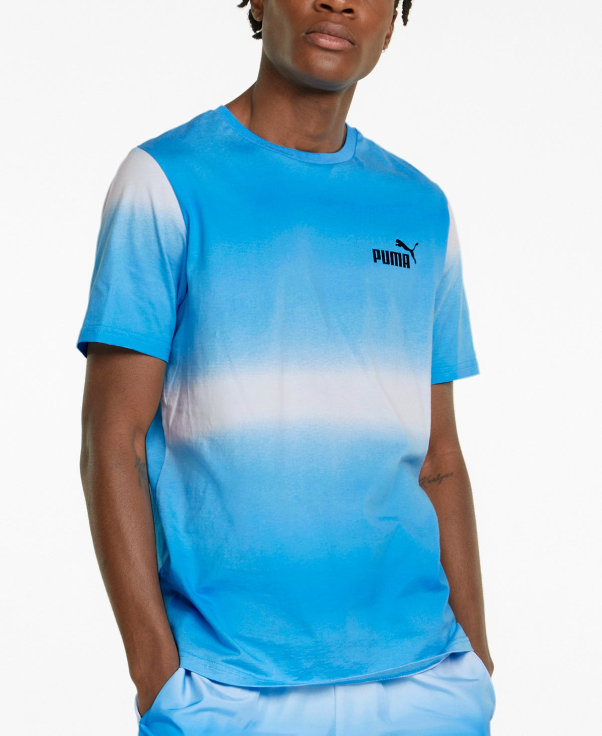 Camiseta Puma Fading Tie Dye Masculina Azul Tamanho Grande