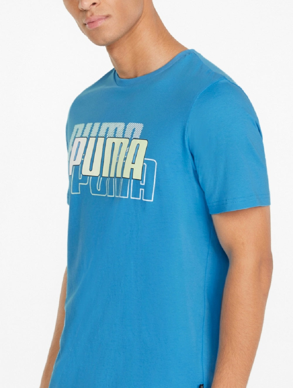 Camiseta Puma Triple Logo Masculina Azul Tamanho P